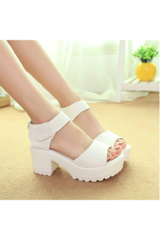 Summer Women Platform Sandals High Heel Ankle Strap Open Toe Sandals Shoes (White) - intl  