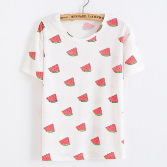 Summer Women Watermelon Printed Cute Slim Short Sleeve Girl T-Shirts O-Neck Tops Tees  