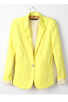 Sunweb Fashion Women Candy Color Basic Coat Slim Blazer Yellow  