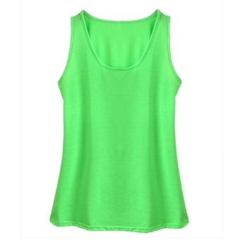 Sunweb New Fashion Women Sleeveless Basic Tank Tops Pure Color Slim Casual Sports Tops Polyester ( Green ) - intl  