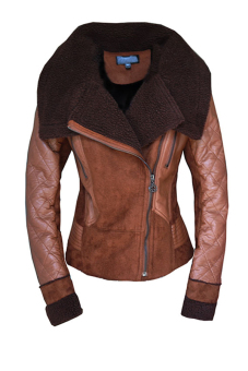 Sunweb New Women's Faux Fur One Piece Leather Winter Coat Turn Down Collar Jacket? Coffee? - Intl  