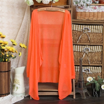 Sunweb Women Ladies Long Sleeve Front Open Cardigan Asymmetric Hem Solid Slim Casual Outwear Tops ( Orange ) - intl  