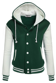 Sunweb Zeagoo Winter Long Sleeve Patchwork Baseball Hooded Fleece Jacket (Green) - Intl  