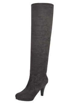Sunweb Zeagoo Women Over Knee Thigh High Stiletto Heel Platform Stretch Boot (Grey) - Intl  