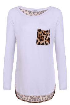 Sunwonder Meaneor Spring Autumn Fashion Stylish Ladies Women Long Sleeve O-neck Batwing Leopard Top Blouse (White)  