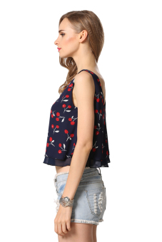 Sunwonder New Stylish Ladies Women Casual Chiffon V Neck Cherry Print Vest  