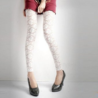 Sunwonder Women Fashion Stretch See-through Slim Fit Lace Ankle length Pants Trousers Leggings (White) (Intl)  - intl  