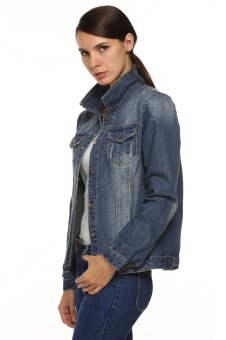 Sunwonder Zeagoo Women Fashion Casual Vintage Style Slim Outerwear Jeans Jacket Coat (Blue)  