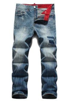 Superably Men Straight Jeans Loose Demin Cargo Jeans Trousers  