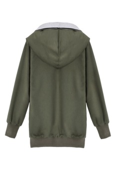 SuperCart ACEVOG Women Fashion Casual Hooded Cotton Blend Pure Color Zipper Closure Thick Sports Coat Sweatshirt ( Amy Green )   