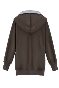 SuperCart ACEVOG Women Fashion Casual Hooded Cotton Blend Pure Color Zipper Closure Thick Sports Coat Sweatshirt ( Brown )   