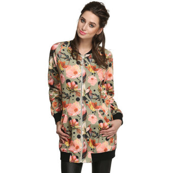 SuperCart Cool Fashion Women Floral Spring Autumn Long Jacket ( Black )  