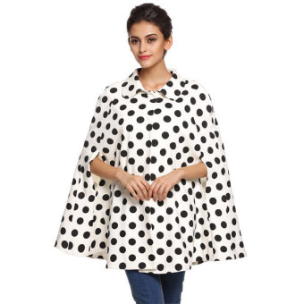 SuperCart FINEJO Cute Ladies Women Poncho Cape Coat Polka Dot Lapel Outwear Top (Black)  