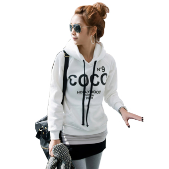 Supercart Korea Women Hoodie Sweatshirt Tracksuits Outerwear Tops ( White ) - intl  