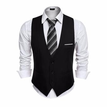 SuperCart Men's Business Slim Fit Skinny Vest Waistcoat ( Black ) - intl  