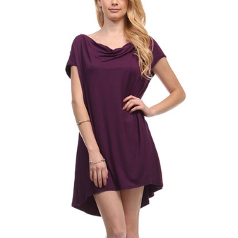 Supercart Office Lady Women Solid Short Sleeve O-Neck Sexy Dress - intl  