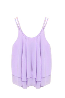 SuperCart Sleeveless Chiffon Loose Tank Top (Purple)   