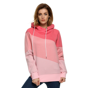 SuperCart Women Casual Sport Polo Neck Hoody Tops Contrast Color Long Sleeve Sweatshirt Hoodie - intl  
