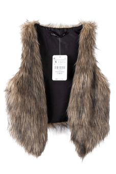 SuperCart Women Faux Fur Vest Gilet Waistcoat (Brown)   