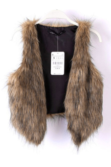 SuperCart Women Faux Fur Waistcoat (Brown)  