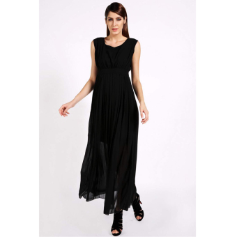 SuperCart Womens Fashion Long Chiffon Evening Prom Party Gown Beach Dress (Black) - intl  