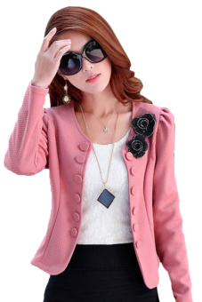 SuperCart Women's Suit Long Sleeve Short Coat Jacket Outerwear (Pink)    