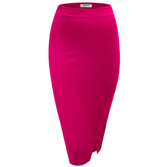 SuperCart Zeagoo Women High Waist Slim Stretch Side Split Pencil Skirt (Pink) - intl  