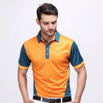 Svingolf Iron Polo Baju Golf Pria (Orange / Biru Indigo)  