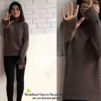 Sweater Rajut Roundhand Popcorn - Burgundi  