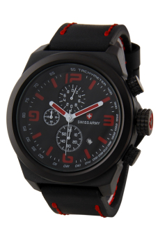 Swiss Army Chronograph Series SA 3026M BL RD - Jam Tangan Pria - Hitam - Kulit  