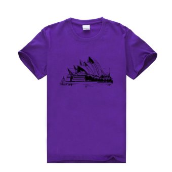 Sydney Opera House Drawings In Ink Cotton Soft Men Short Sleeve T-Shirt (Purple)   