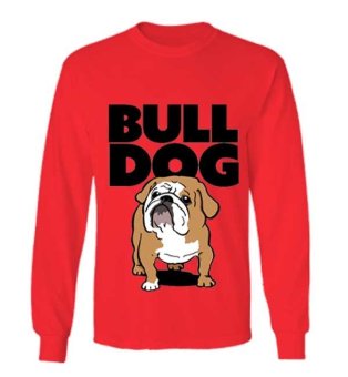 Sz Graphics Bulldog T Shirt Long Sleeve Wanita Kaos Lengan Panjang Wanita T Shirt Wanita Kaos Wanita T Shirt Fashion-Merah  