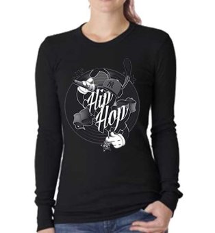 Sz Graphics Hip Hop T-Shirt Long Sleeve Wanita Kaos Lengan Panjang Pria Kaos Wanita T Shirt Wanita T Shirt Fashion-Hitam  