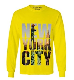 Sz Graphics New York City T Shirt Long Sleeve Wanita Kaos Long Sleeve Wanita T Shirt Wanita-Kuning  