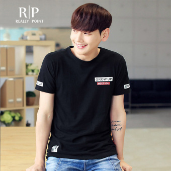 T-Shirts Letter Print Cotton Korea Style Short Sleeves for Boys & Men,Black - Intl  