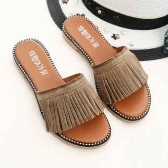 Tassel Sandals Women Slippers Summer 2017 Fringe Sandal Flats Slides Women Shoes Chaussure de Marque Slipper (Apricot) - intl  