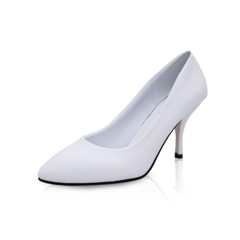 Tauntte 2017 New 8cm High Heel Pumps Women Pointed Toe Career Formal Thin Heels Shoes For Lady (White) - intl  