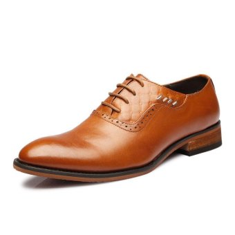Tauntte Bussiness And Formal Shoes For Men British Rivets Oxfords Shoes Fashion Genuine Leather Wedding Shoes (Orange) - intl  