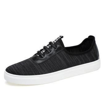 Tauntte Fashion Knitting Line Men Sneakers Korean Breathable Casual Shoes (Black) - intl  