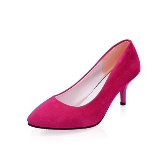 Tauntte Fashion Thin Heels Pumps Women Poited Toe High Heels Flock Shoes Shallow Office or Party Lady Shoes (Pink) - intl  