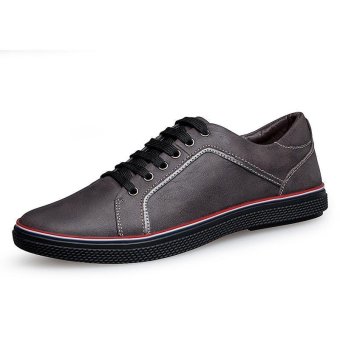 Tauntte Korean Genuine Leather Shoes Fashion Men Casual Shoes (Grey) - intl  