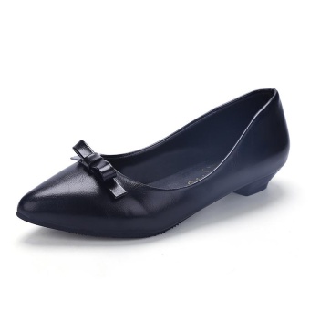 Tauntte Low Heels Shallow Lady Office Pumps Pointed Butterfly-knot Slip On Women Shoes (Black) - intl  