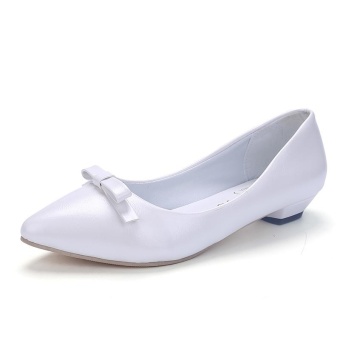 Tauntte Low Heels Shallow Lady Office Pumps Pointed Butterfly-knot Slip On Women Shoes (White) - intl  