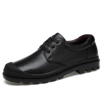 Tauntte Plus Size Korean Men Genuine Leather Shoes Fashion Casual Shoes (Black) - intl  