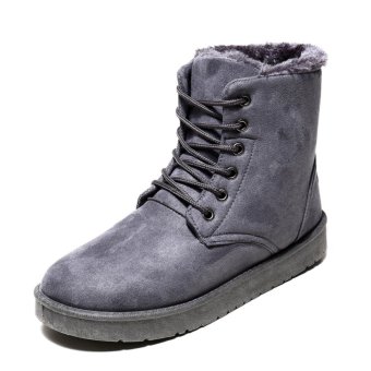 Tauntte Winter Men Snow Boots Fashion Cow Suede Martin Boots (Grey) - intl  