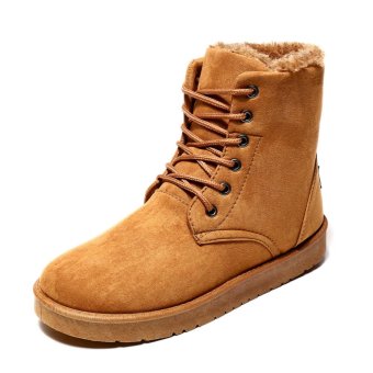 Tauntte Winter Men Snow Boots Fashion Cow Suede Martin Boots (Yellow) - intl  