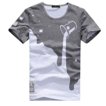 Tees Short Sleeve t shirt Printed Cotton T-Shirt Men Brand 3D Designer Gray  