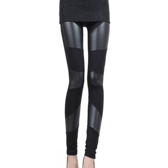 The First Three Ladies Paragraphs Leather Seams Leggings Black L - Intl  