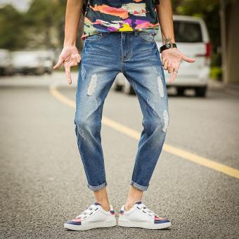 The new 2017 men's jeans, cultivate one's morality joker nine minutes of pants man ripped jeans - intl  