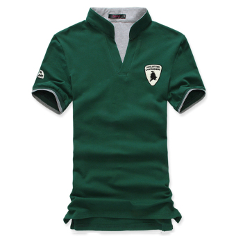 The new Men's fashion slim Short-Sleeved POLO shirt with Lamborghini printed(green) -intl  